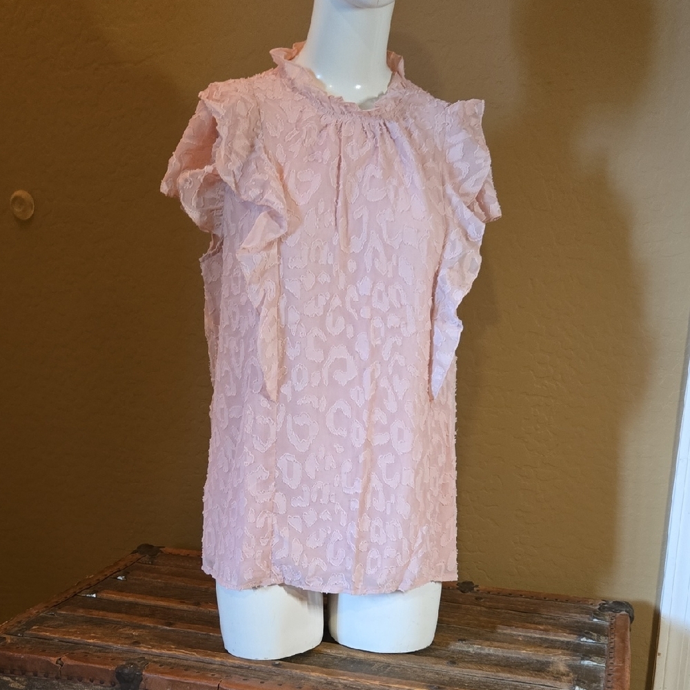 NWOT SHEIN Light Pink Ruffled Blouse #861